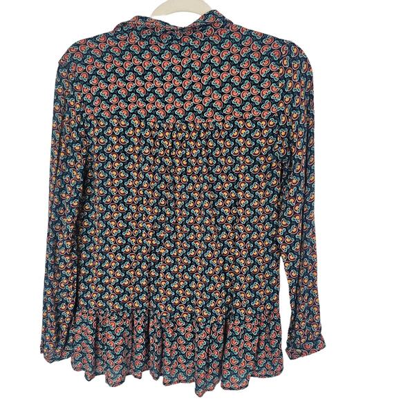 Maeve Blouse Anthropologie Blouse Peasant Blouse Long Sleeve Blouse 0 Navy Janie - Picture 9 of 9